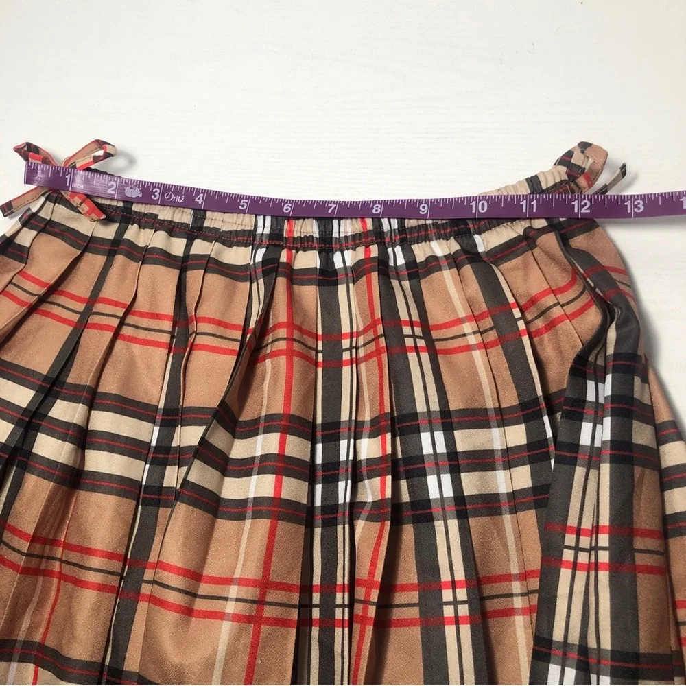Girls Classic Plaid Pleated Mini Skirt Elastic Waist Cotton Blend Size Girls 10Y